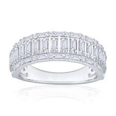 7/8ctw Baguette and Round Diamond 14k White Gold Wedding Band