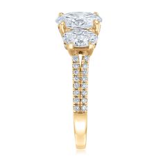 2 1/2ctw Oval Lab Grown Diamond Three-Stone 14k Yellow Gold Engagement Ring