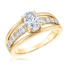 1 1/2ctw Oval Lab Grown Diamond 14k Yellow Gold Engagement Ring