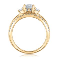 1 3/4ctw Emerald Lab Grown Diamond Three-Stone 14k Yellow Gold Engagement Ring