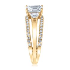 1 3/4ctw Emerald Lab Grown Diamond Three-Stone 14k Yellow Gold Engagement Ring