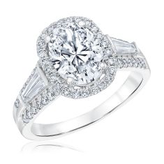 3ctw Oval Lab Grown Diamond Halo 14k White Gold Engagement Ring