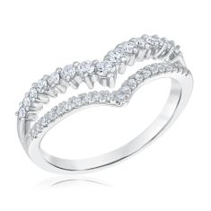 image of 1/2ctw Diamond 14k White Gold Curved Wedding Band - Embrace Collection with sku:20534459