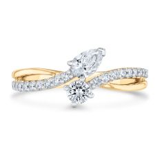 3/4ctw Pear and Round Lab Grown Diamond 14k Yellow Gold Ring