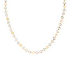 Mother-of-Pearl Heart Station 10k Yellow Gold Necklace