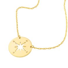 Mini Compass 10k Yellow Gold Necklace