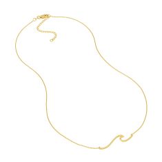 10k Yellow Gold Wave Bar Necklace