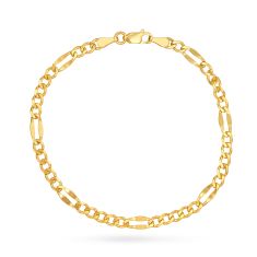 Men's 10k Yellow Gold 3.9mm Hammered Figaro Chain Bracelet 1