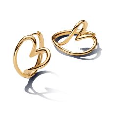 Pandora Organically Shaped Heart Gold-Plated Hoop Earrings