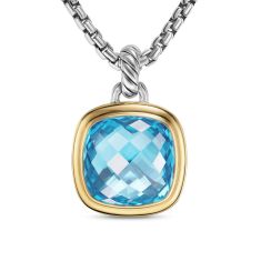 David Yurman Albion Pendant in Sterling Silver with 18K Yellow Gold and Blue Topaz, 15mm