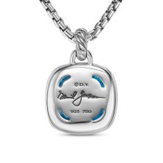 David Yurman Albion Pendant in Sterling Silver with 18K Yellow Gold and Blue Topaz, 15mm
