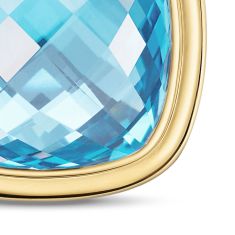 David Yurman Albion Pendant in Sterling Silver with 18K Yellow Gold and Blue Topaz, 15mm