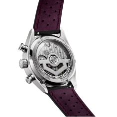 TAG Heuer CARRERA Chronograph Purple Dial Black Leather Strap Watch 39mm - CBS2219.FC6607