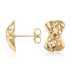 10k Yellow Gold Crisscross Lattice Earrings