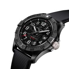 Breitling Avenger Automatic 42 Night Mission Ceramic Black Leather Strap Watch 42mm - S17328101B1X1