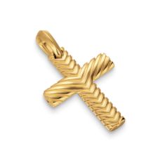 Men's David Yurman Chevron Cross Pendant in 18K Yellow Gold, 36mm 1
