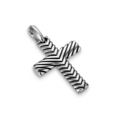 Men's David Yurman Chevron Cross Pendant in Sterling Silver, 36mm 1