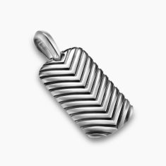 Men's David Yurman Chevron Tag in Sterling Silver, 27mm 1