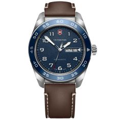 Victorinox Quartz Blue Dial Brown Leather Strap Watch 42mm - 242040 1