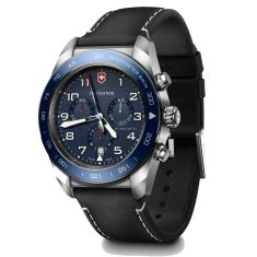 Victorinox Swiss Army Chronograph Blue Dial Brown Leather Strap Watch 42mm - 242047