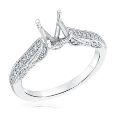 1/4ctw Diamond Milgrain Detail 14k White Gold Engagement Ring Setting