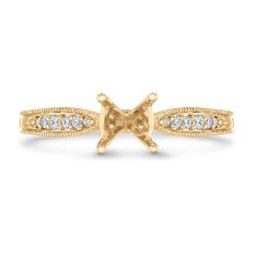 1/10ctw Diamond Milgrain Detail 14k Yellow Gold Engagement Ring Setting