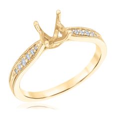 1/10ctw Diamond Milgrain Detail 14k Yellow Gold Engagement Ring Setting