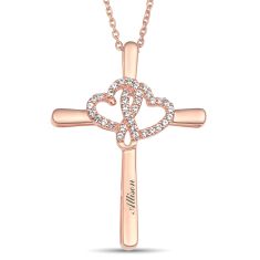 Personalized Created White Sapphire Couple's Cross Pendant Necklace Personalized Created White Sapphire Couple's Cross Pendant Necklace