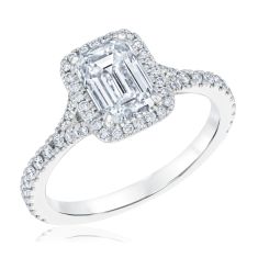 image of 1 7/8ctw Emerald Diamond Halo 14k White Gold Engagement Ring with sku:20540084