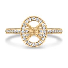 1/3ctw Diamond 14k Yellow Gold Oval Halo Engagement Ring Setting