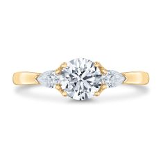 1 1/2ctw Round and Pear Diamond 14k Yellow Gold Three-Stone Engagement Ring