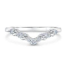 1/5ctw Diamond 14k White Gold Curved Wedding Band - Embrace Collection