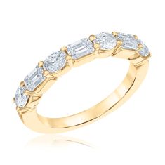 image of 1 1/2ctw Emerald and Oval Lab Grown Diamond 14k Yellow Gold Wedding Band with sku:20540233