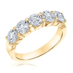 image of 2ctw Round Lab Grown Diamond 14k Yellow Gold Five-Stone Wedding Band with sku:20540266