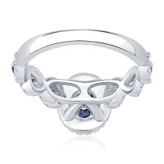 7/8ctw Oval Diamond and Blue Sapphire 14k White Gold Engagement Ring