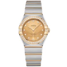 OMEGA Constellation Quartz Champagne Diamond Dial Two-Tone Stainless Steel and Yellow Gold Watch 28mm - O13125286058001