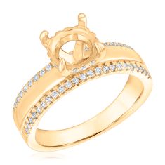 1/3ctw Diamond Wide Band 14k Yellow Gold Engagement Ring Setting