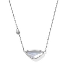 Kendra Scott Margot Vintage Silver-Tone Short Pendant Necklace in Ivory Mother-of-Pearl 1