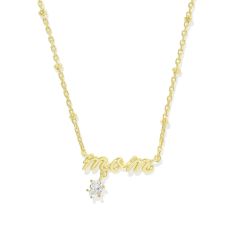 Kendra Scott Mom Crystal Short Pendant Necklace, Gold-Plated