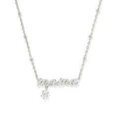 Kendra Scott Mama Crystal Short Pendant Necklace, Rhodium-Plated