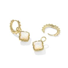 Kendra Scott Mallory Rose Huggie Earrings in Ivory Mother-of-Pearl