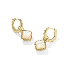 Kendra Scott Mallory Rose Huggie Earrings in Ivory Mother-of-Pearl