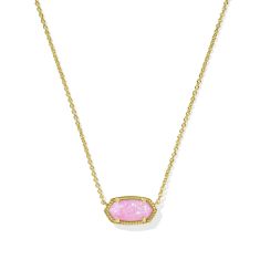 Kendra Scott Elisa Short Pendant Necklace in Carnation Kyocera Opal, Gold-Plated
