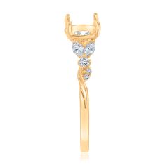 1/4ctw Diamond Floral Motif 14k Yellow Gold Engagement Ring Setting