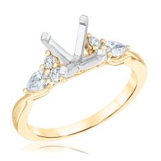3/8ctw Pear and Round Diamond Accent 14k Yellow Gold Engagement Ring Setting