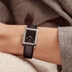 Baume & Mercier Hampton 10760 Quartz Black Dial Black Leather Strap Watch 35mm - BMM0A10760