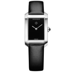 Baume & Mercier Hampton 10760 Quartz Black Dial Black Leather Strap Watch 35mm - BMM0A10760
