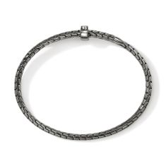 John Hardy Spear 1/6ctw Diamond 4mm Darkened Sterling Silver Flex Cuff Bracelet