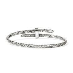 John Hardy Spear 1/6ctw Diamond 4mm Sterling Silver Flex Cuff Bracelet