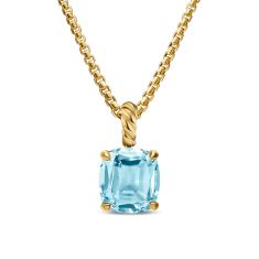 David Yurman Marbella Pendant in 18K Yellow Gold with Sky Blue Topaz, 12mm